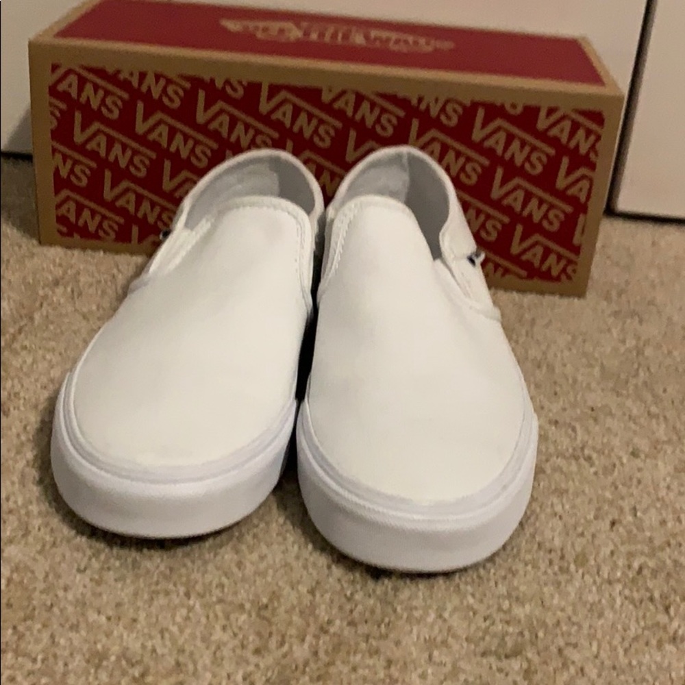 White Slip On Vans
